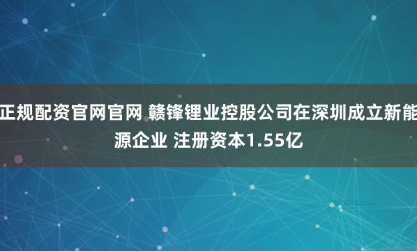 正规配资官网官网 赣锋锂业控股公司在深圳成立新能源企业 注册资本1.55亿